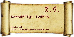 Kornélyi Iván névjegykártya
